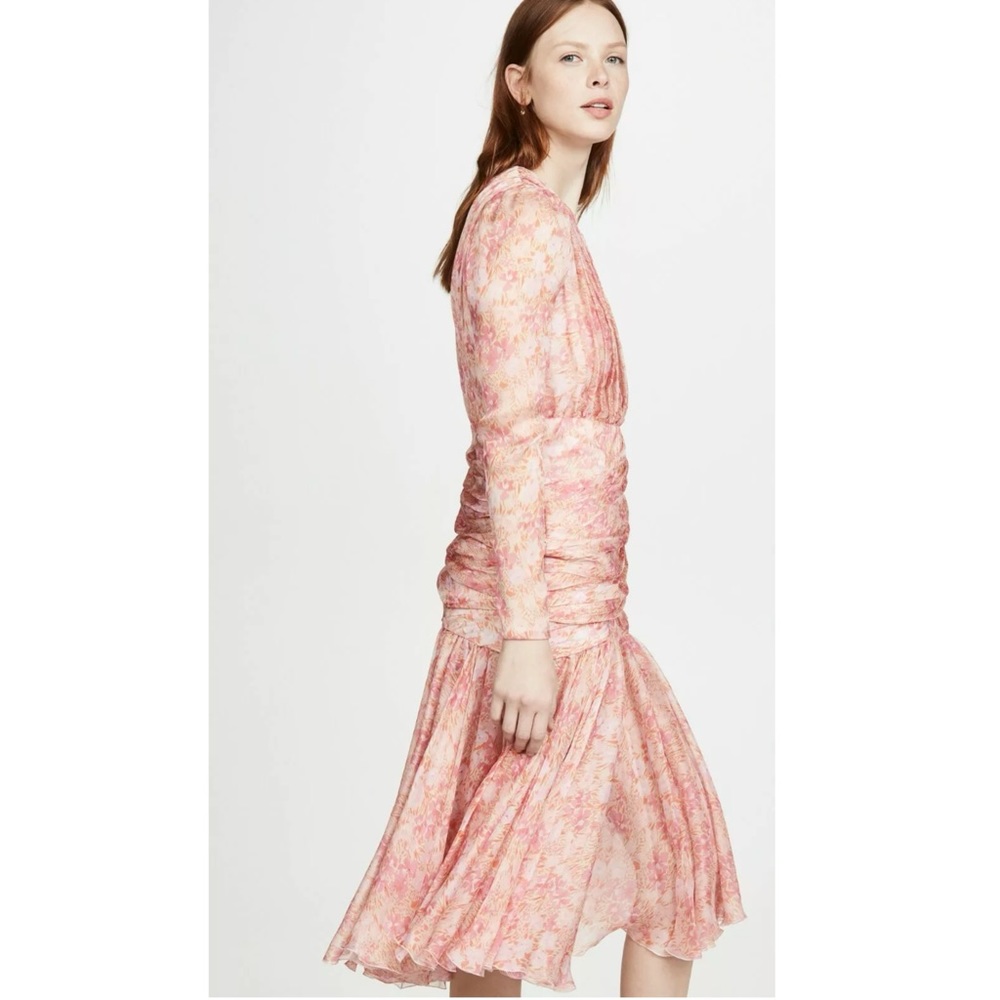 GiAMBATTiSTA VALLi Floral Silk Ruched Dress 38/2 - Picture 5 of 13